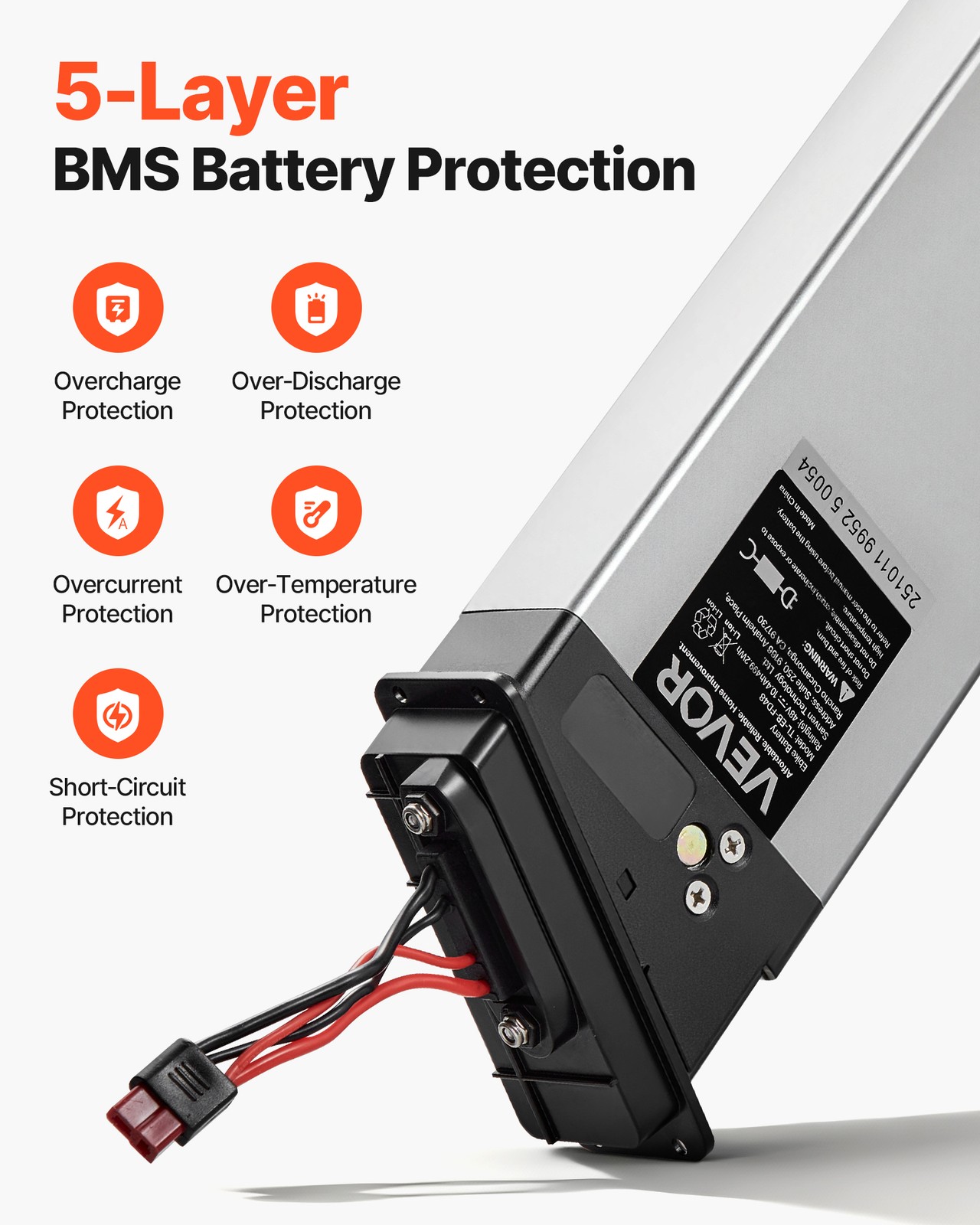 VEVOR Folding Ebike Battery Electric Bike Lithium Battery 48V 10.4Ah 1000W BMS