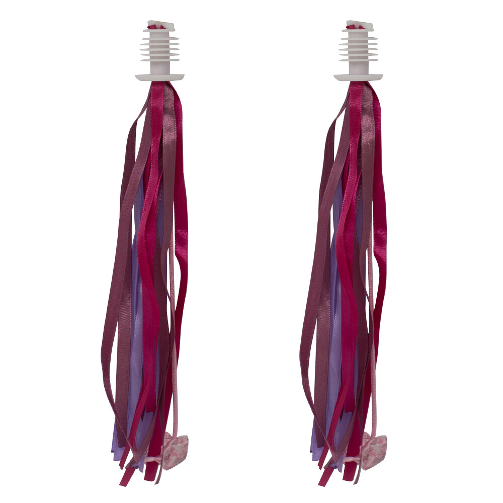 Kid’s Bicycle Bike Ribbon Streamers Grips Purple Pink Plastic Crystal Flower