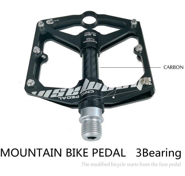 Road Mountain Bike XC Bicycle Pedal 3 Bearing Flat Pedals Aluminum Carbon Tube