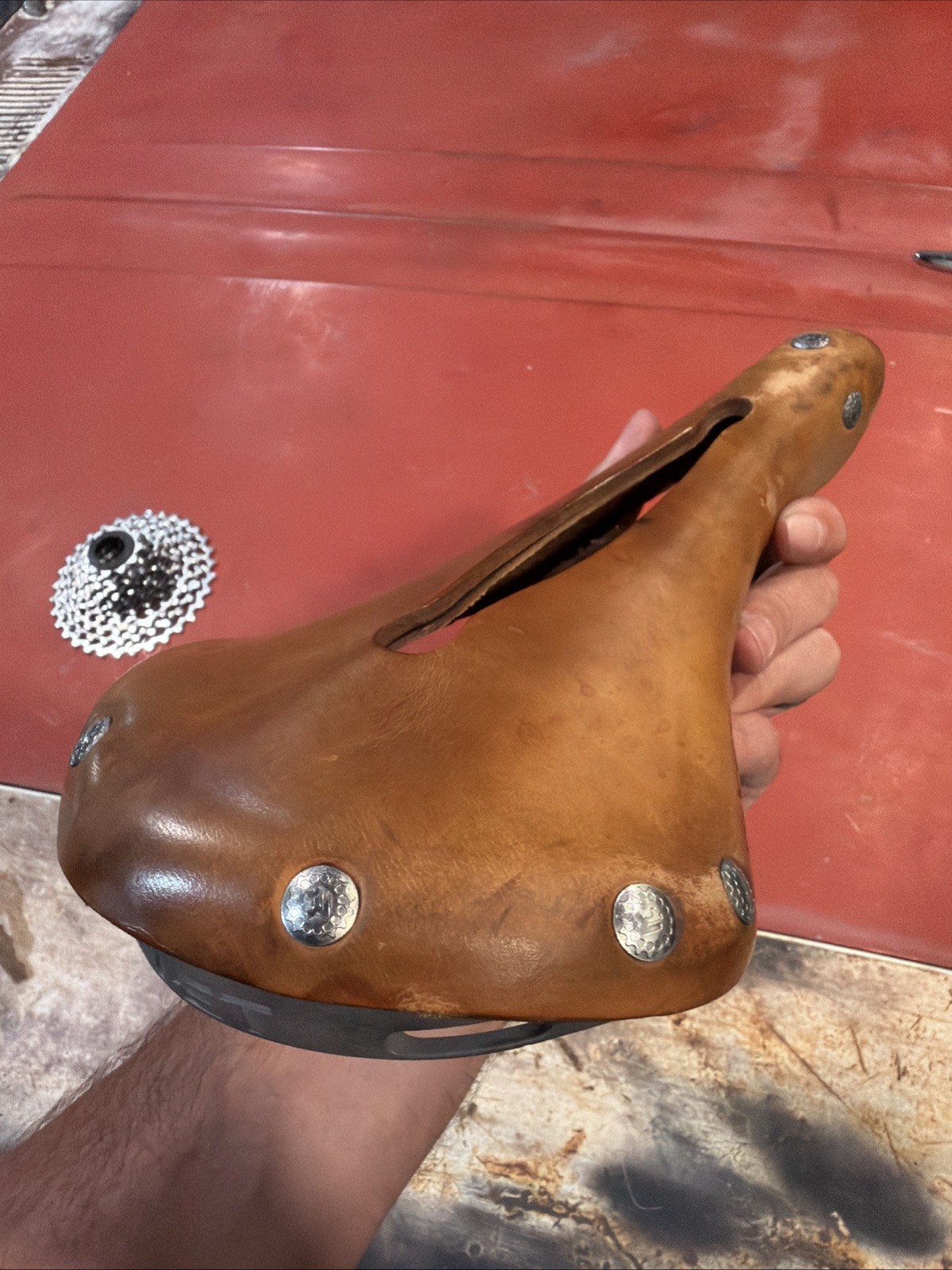 Rivet Cycle Works Brown Leather Saddle Seat titanium Rails The Independence