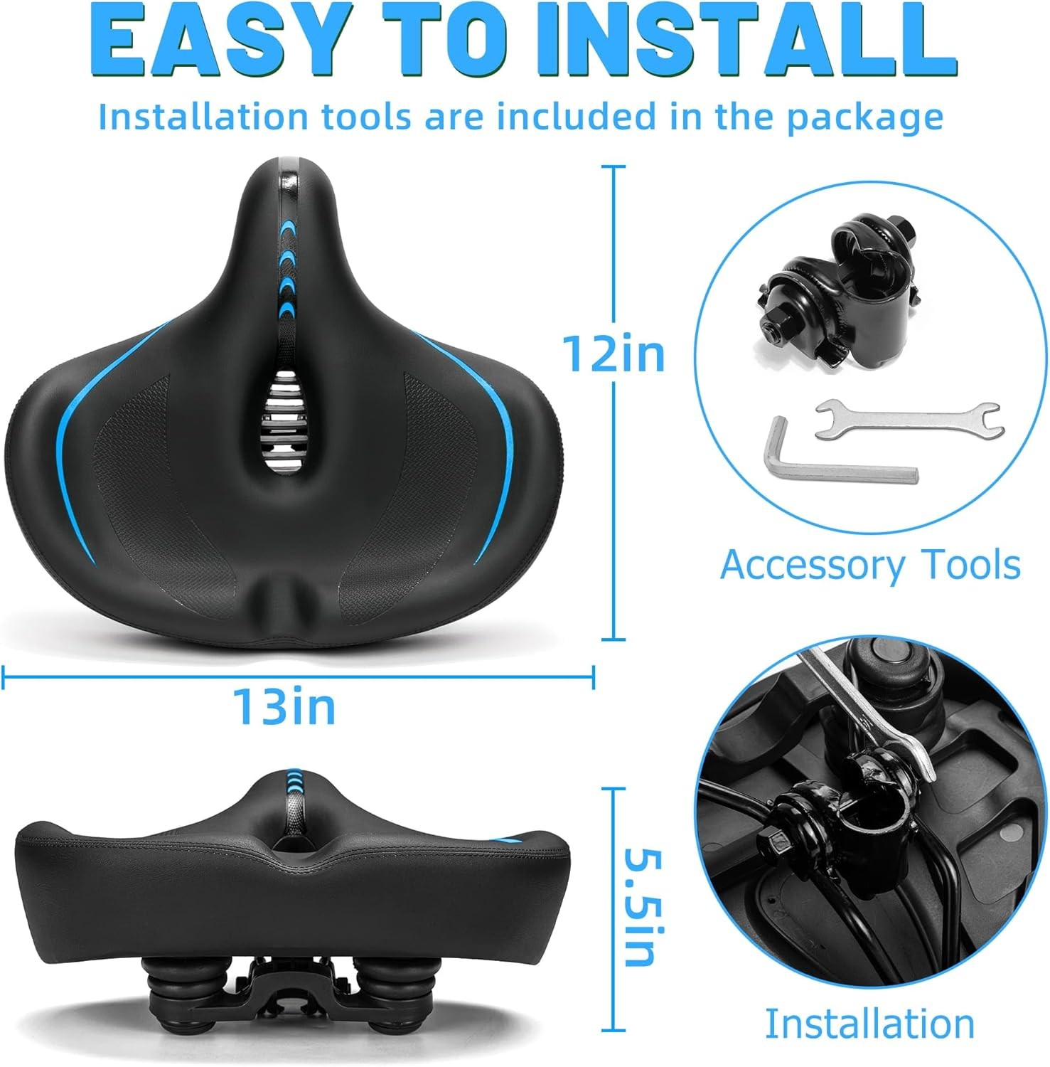 Universal replacement saddle for exercise bikes, cruisers, city bikes and e-bike