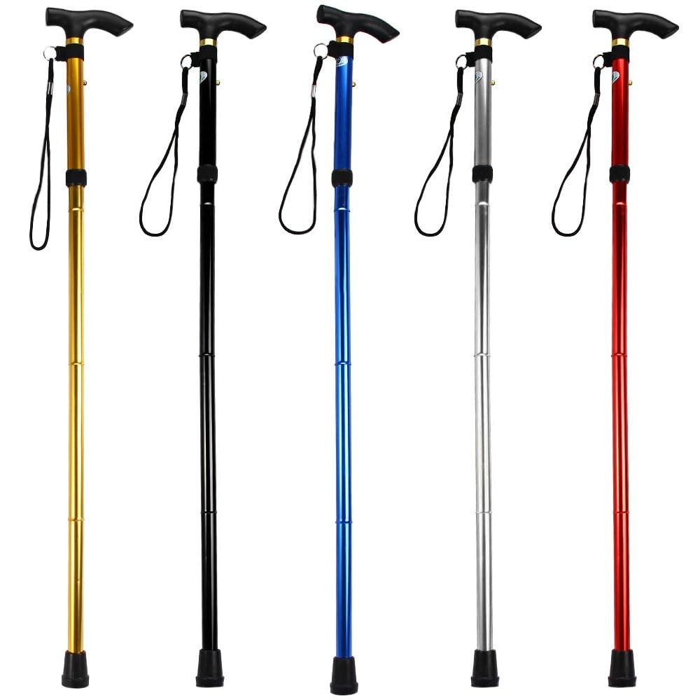 Comfkey Folding Lightweight Walking Stick – Adjustable Aluminum Metal Blue
