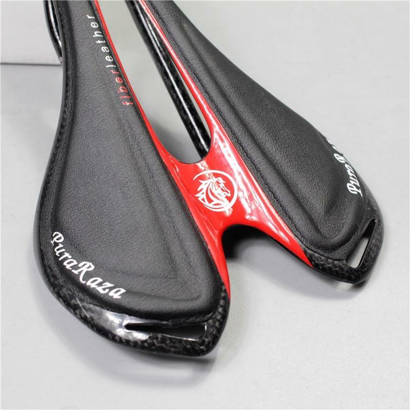 Carbon Fiber + Leather Bicycle Saddle Road Mountain Bike Saddle Seat Pad Cushion