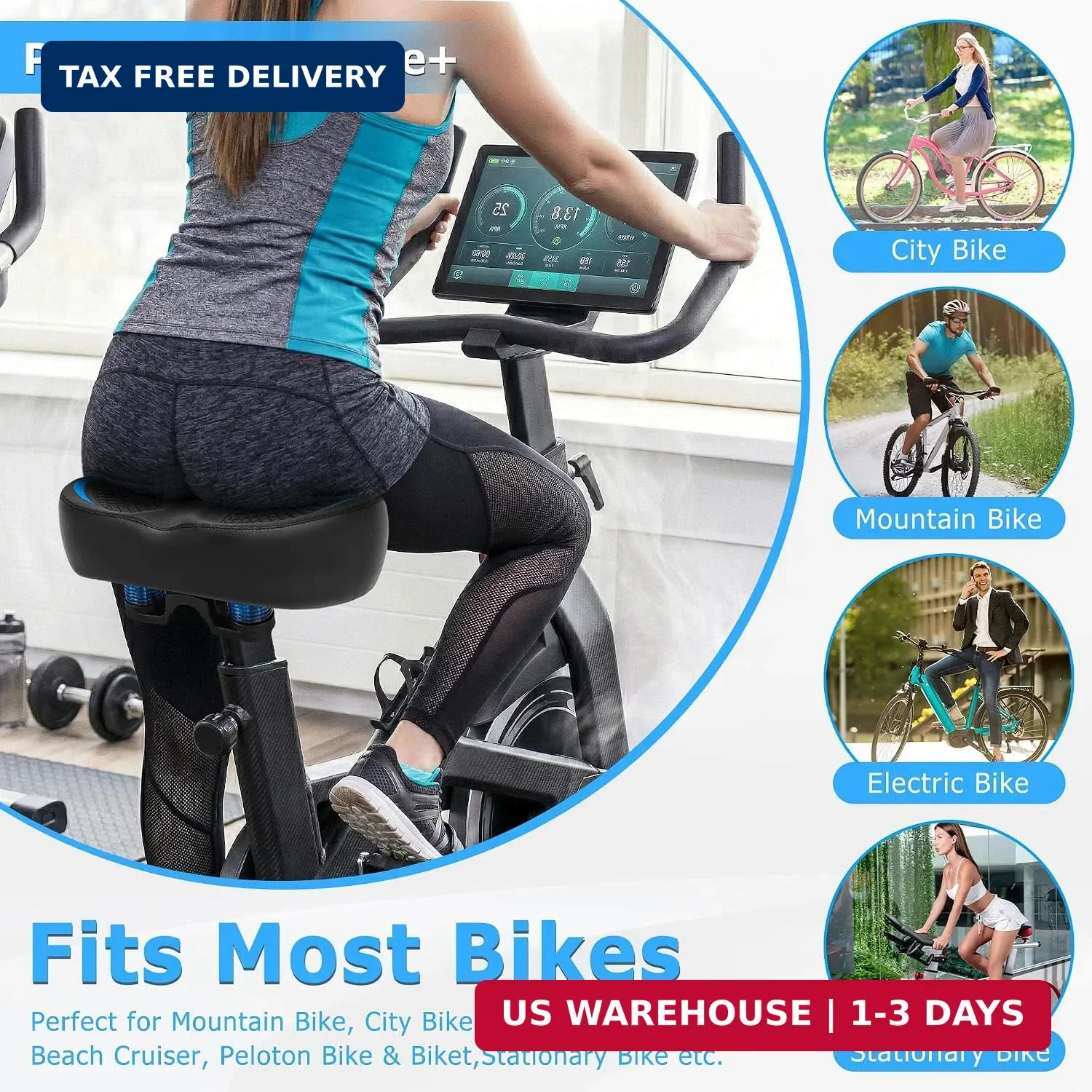 CDYWD New Noseless Bike Seat for Men Women Comfort, Extra Wide Soft Padded Bicyc