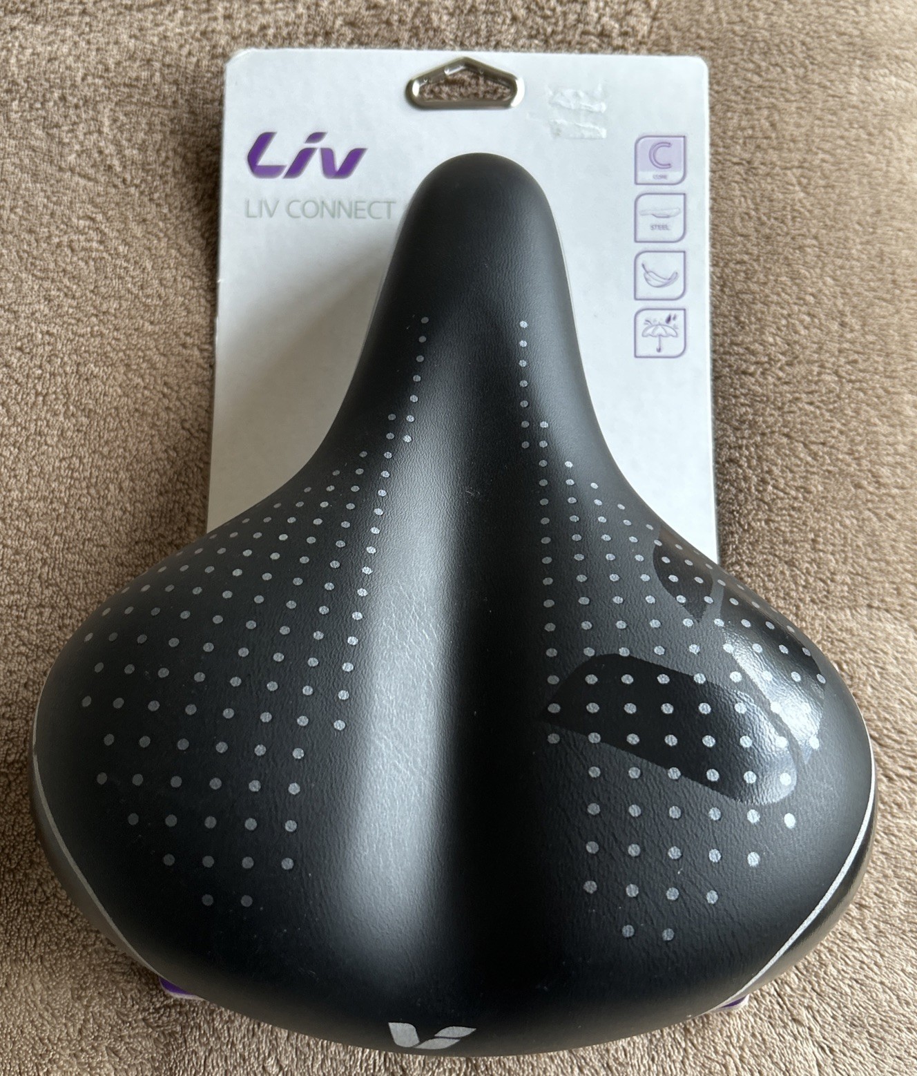 Liv Connect Comfort Women’s Black Wide Seamless Synthetic Bike Saddle New