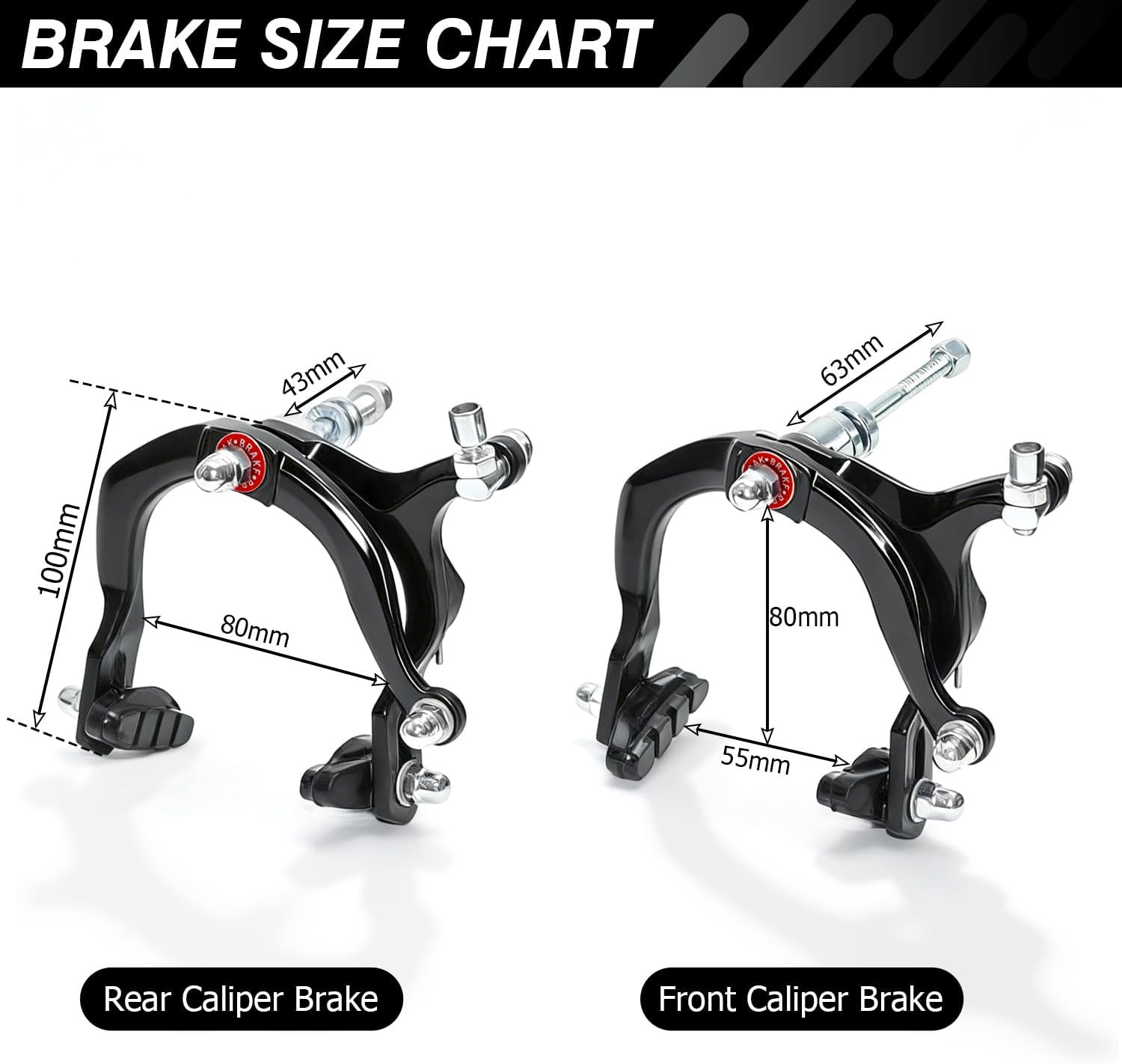 Bike Brake Set, Front & Rear C Caliper Brake Kit, Bike Brake Pads, C Shape Brake