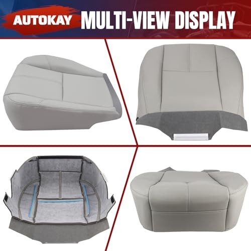 Driver Bottom Leather Seat Cover for Chevy Silverado 1500 2007-2014 – Gray