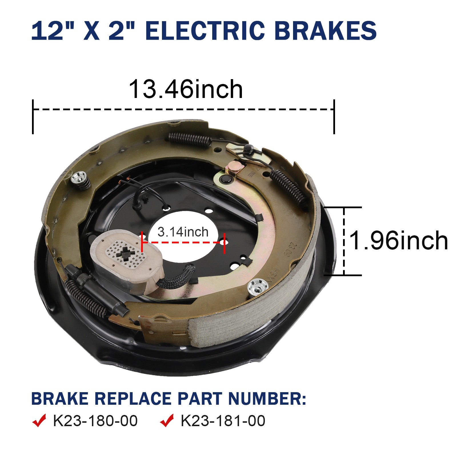 8 on 6.5″ Bolt Circle Hub Drum Kits w/ 12″ x 2″ LH&RH Electric Brake for 7000lbs
