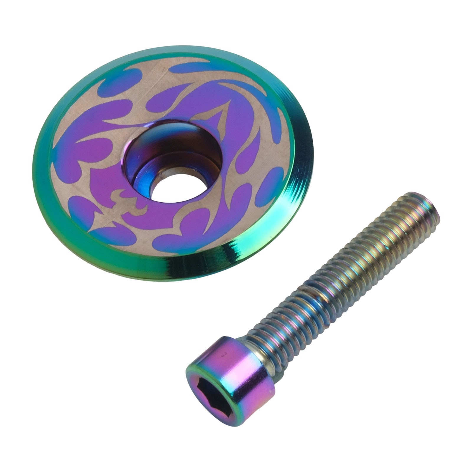 Lightweight Multicolor Oil Slick Headset Stem Cap Replacement Top Cover