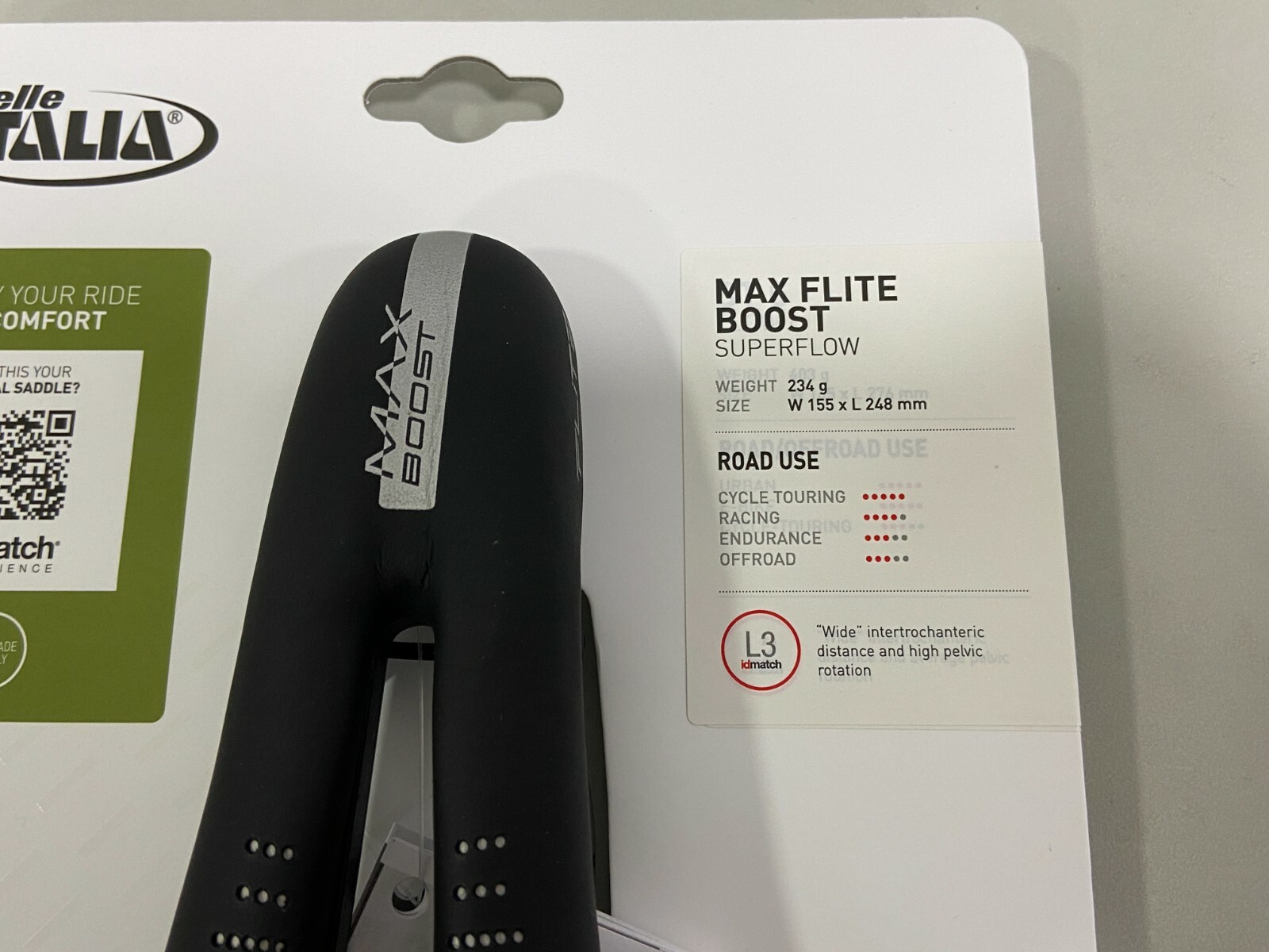 Selle Italia Max Flite Boost Gel SF 155x250mm (L3) Ti316 Rail Bicycle Saddle