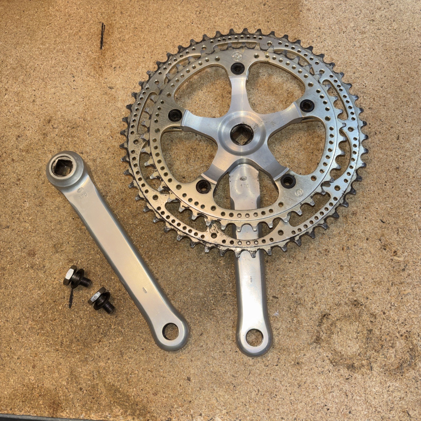 Vintage Zeus Criterium Crankset 170mm 42-52 Custom Drillium