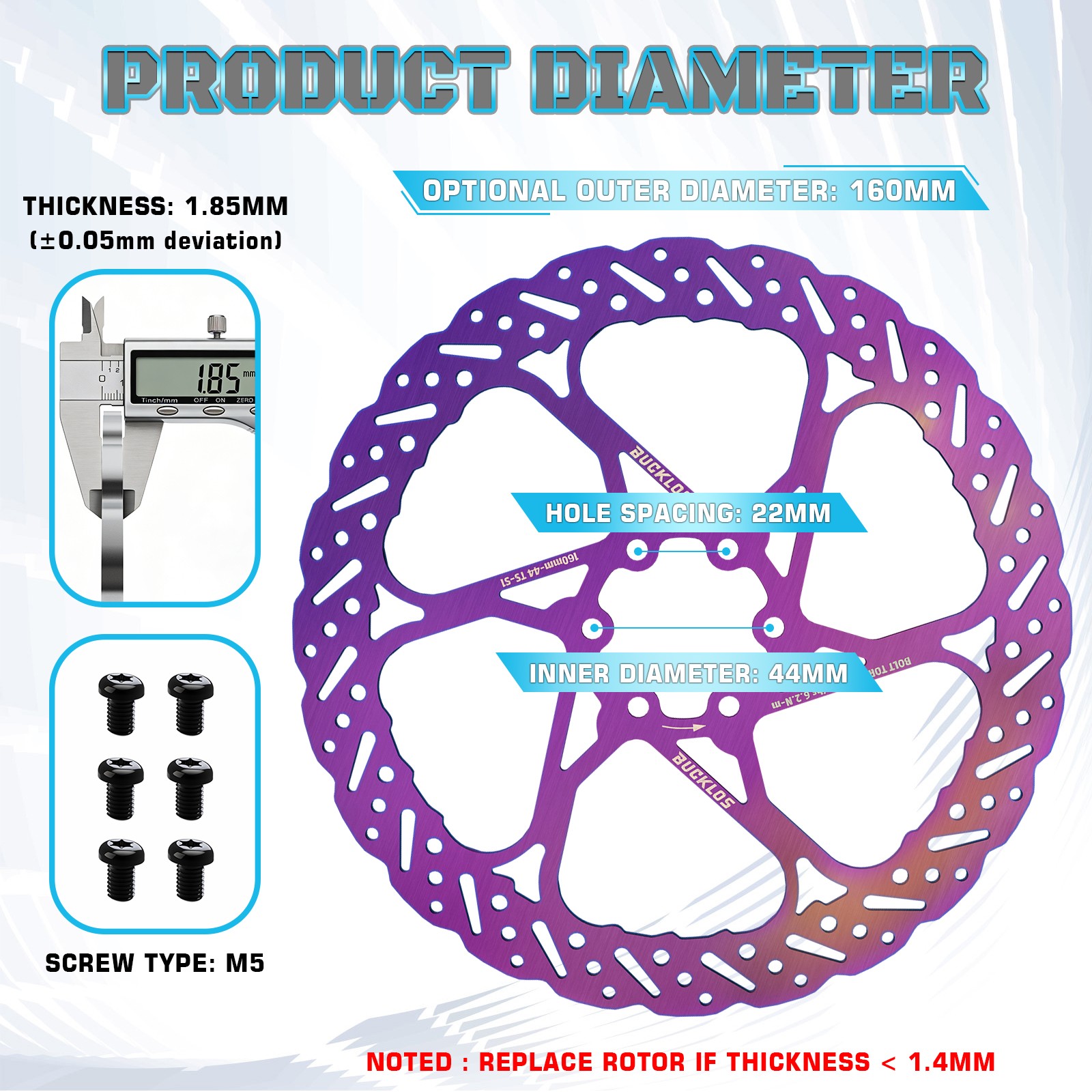 140/160/180/203mm MTB Bike Front Rear Disc Brake Rotor 6 Bolts for Shimano SRAM