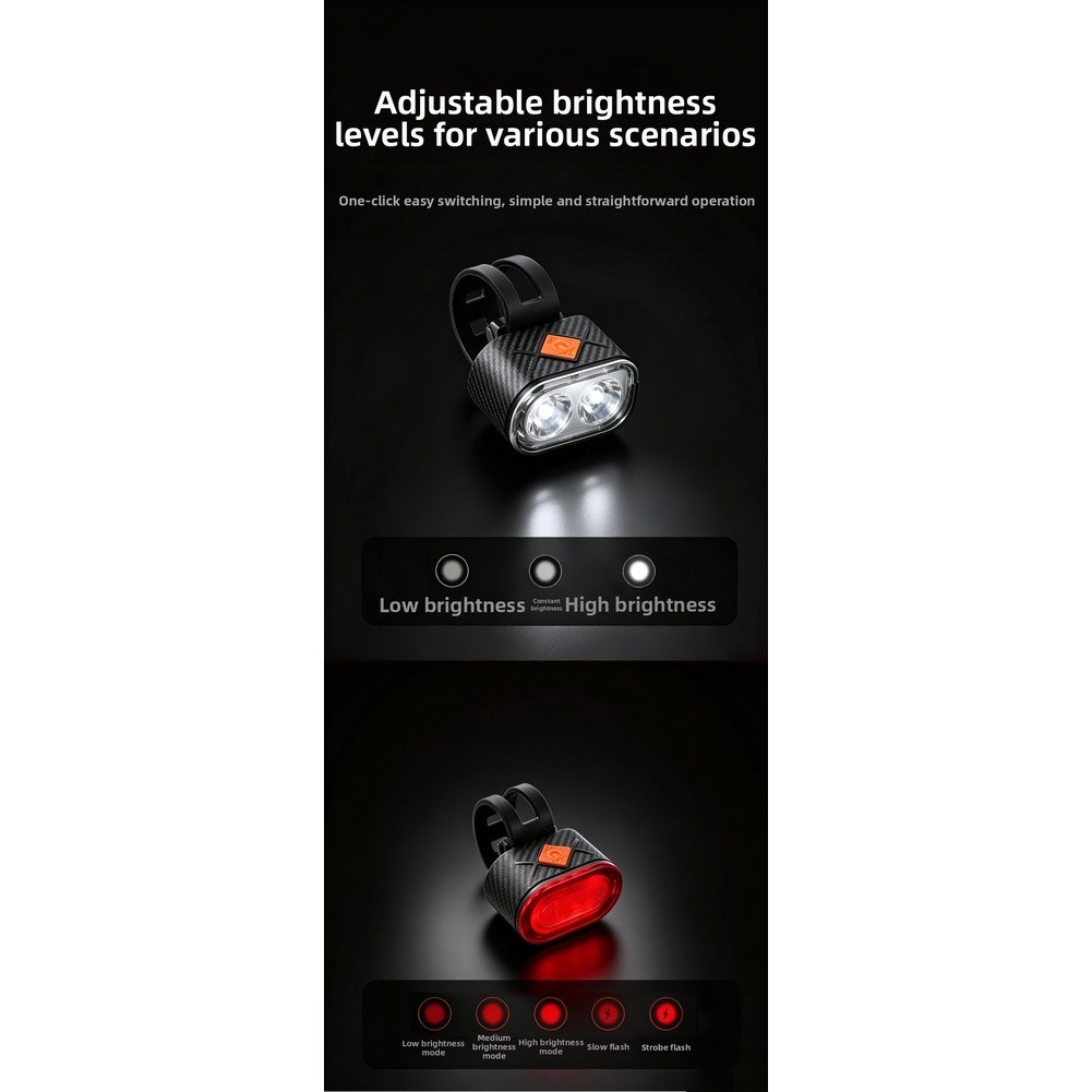 LED Bike Light Set For FOR Night Safety USB Fast Charge 1H For FOR 12H Use