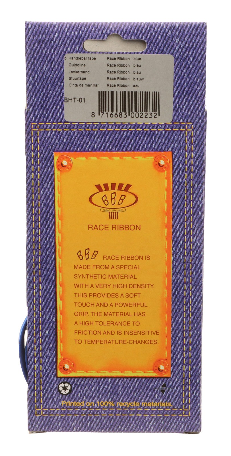 BBB Race Ribbon Bar Tape Adhesive Synth Cork-Like BLUE Handlebar Wrap NEW NOS