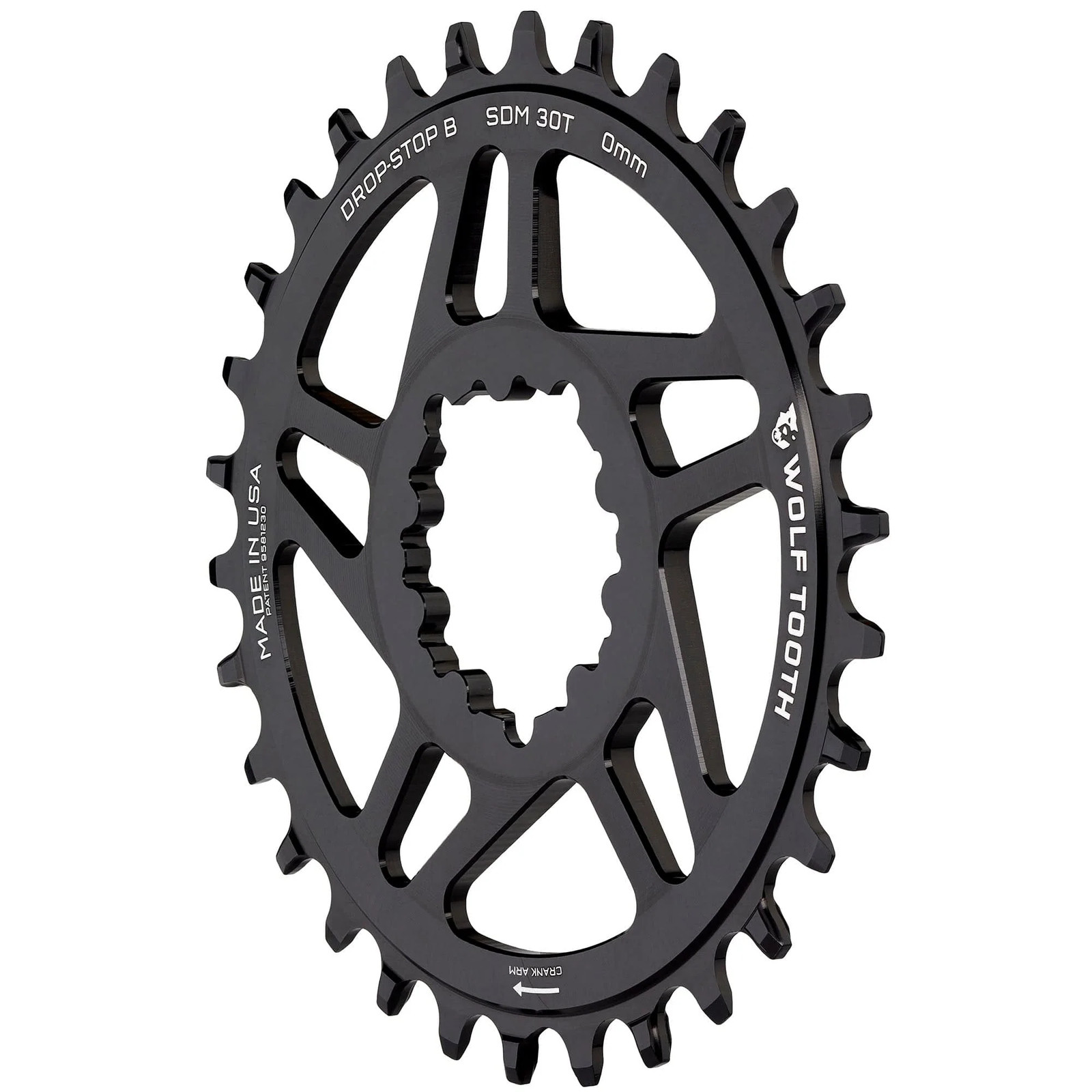 Wolf Tooth Drop Stop Chainring 32t Direct Mount 6mm Offset Aluminum Black