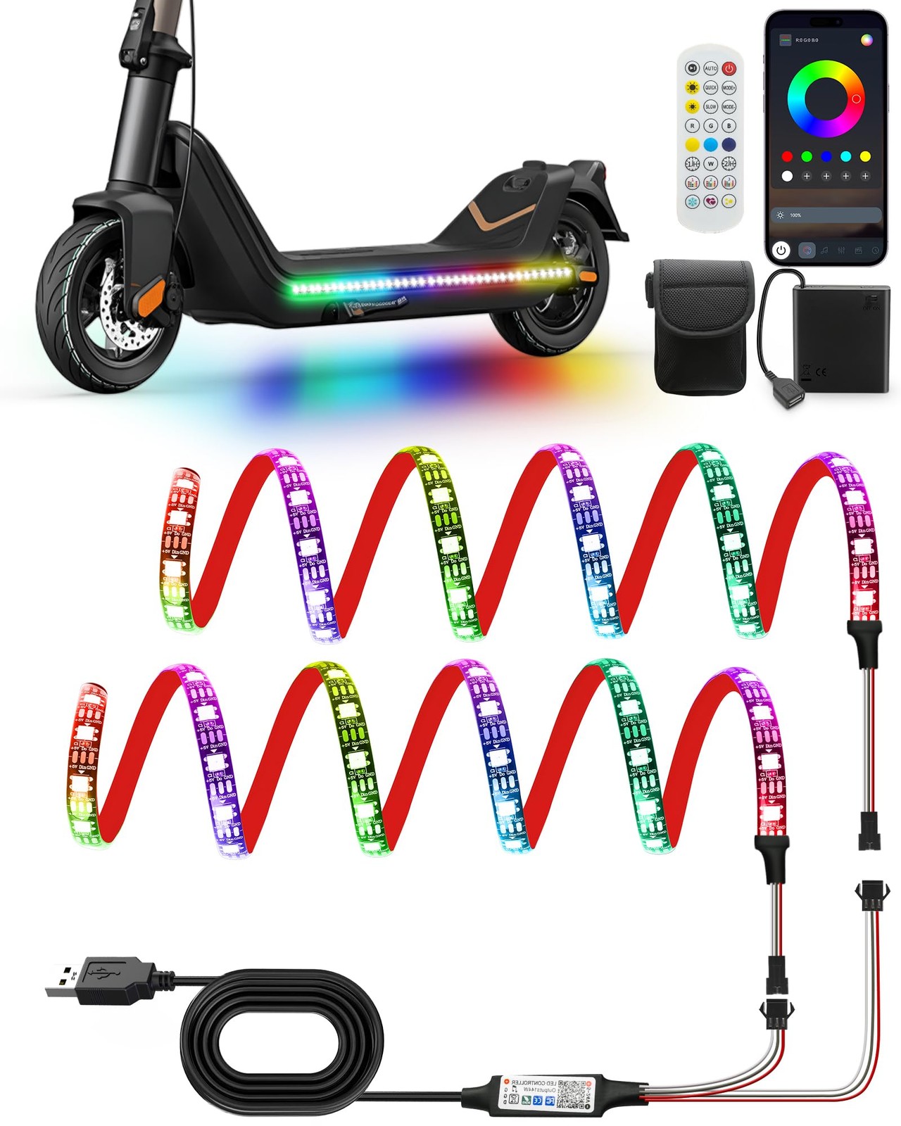 MINEXITY Led Lights for Scooter Night Riding, Battery Operated Electric Bike …