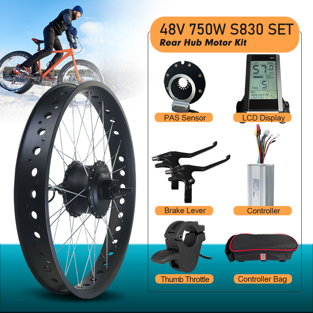 48V 750W 20 24 26er Snow E-bike Fat Brushless Front/Rear Hub Motor Dropout 170mm