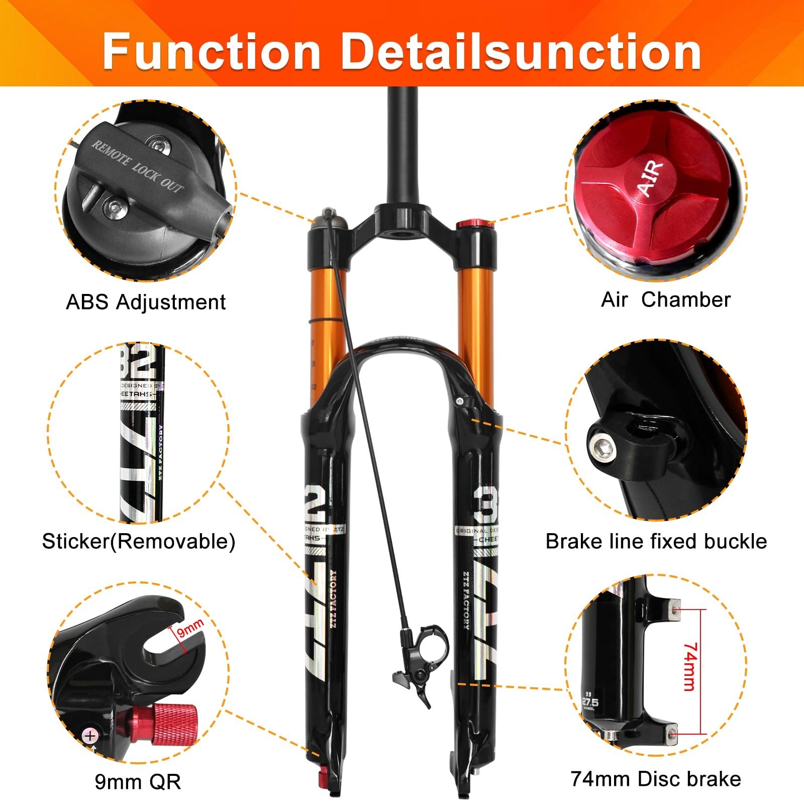 ZTZ 26/27.5/29 inch MTB Air Suspension Fork,120mm Travel, Rebound Adjustment,…