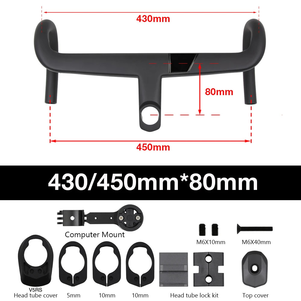 Aero Integrated Carbon Road Bicycle Handlebar 370 -430mm for V5rs/V4rs/C68 Frame