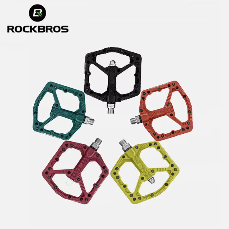 ROCKBROS Bike Nylon Pedals 9/16» MTB Colorful Widen Platform Pedals Anti-Slip