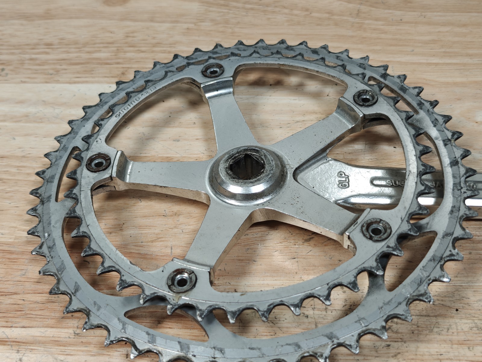 Vintage Sugino GLP Crankset JIS Taper 170mm 52/42 tooth chainrings