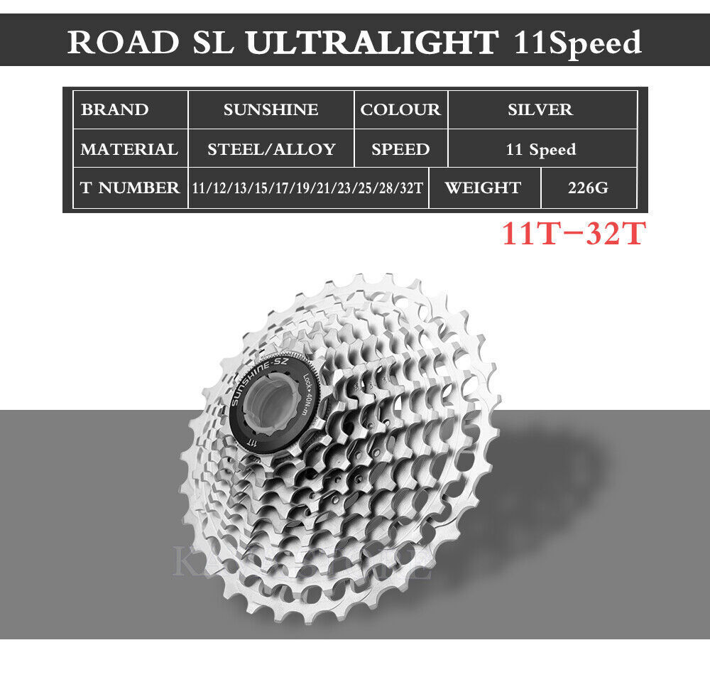 SUNSHINE Ultralight 11 Speed Road Bike Cassette 11-28T/32T/34T/36T 11V Freewheel