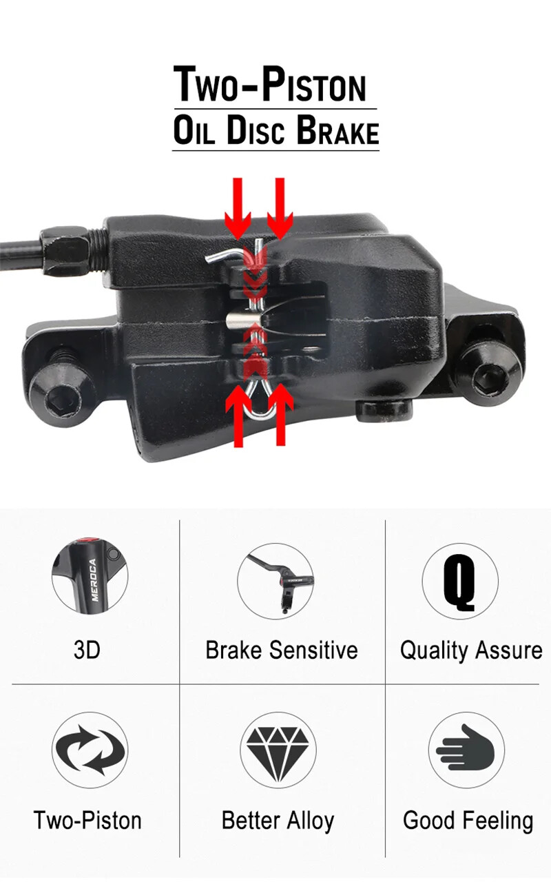 Front Rear Oil Disc Brake Set 800mm 1400mm Mountain Bike Hydraulic Disc Brake
