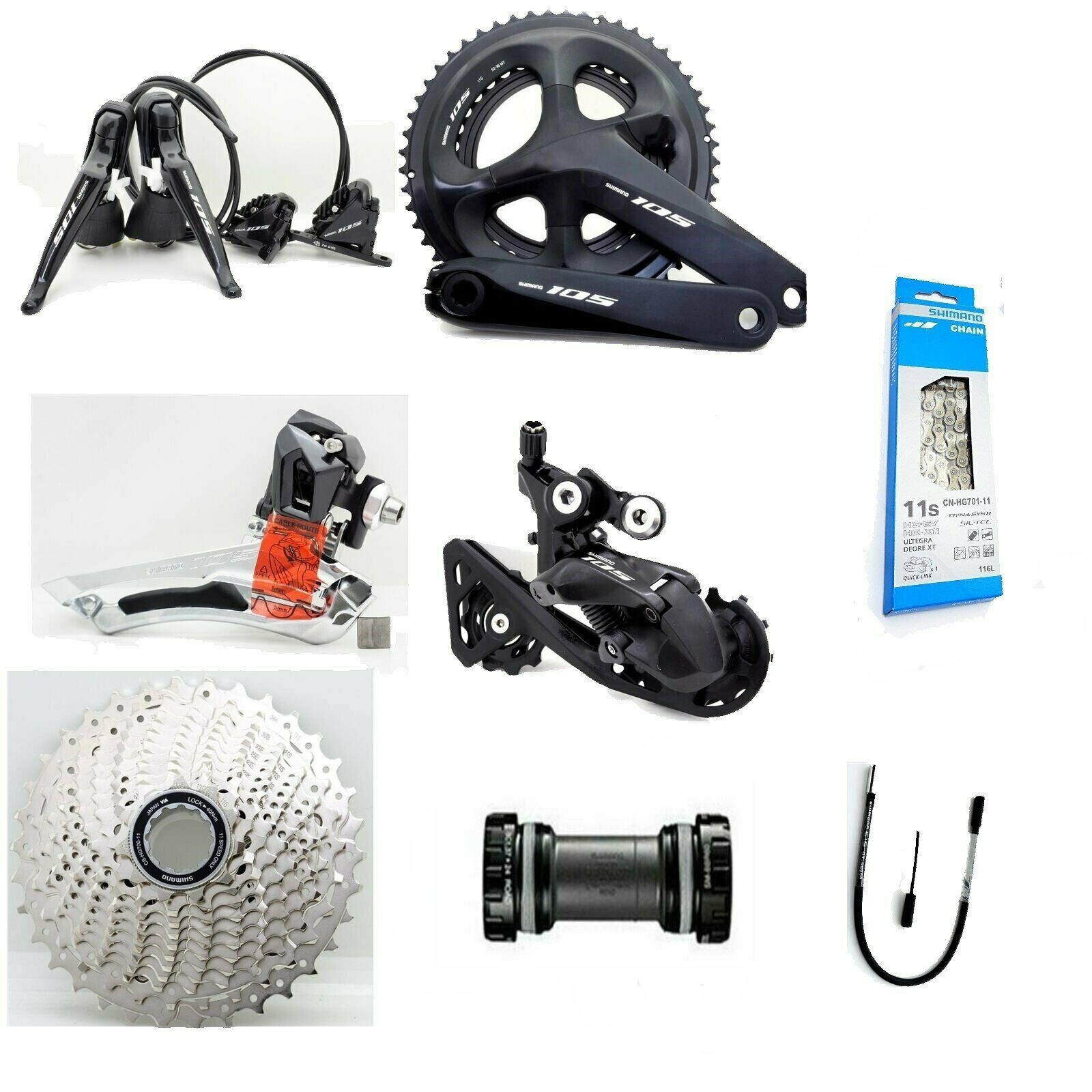 Shimano 105 DISC Brake ST-R7020 FC/FD/RD-R7000 CS-HG700 11-34T CN-HG601 READ!
