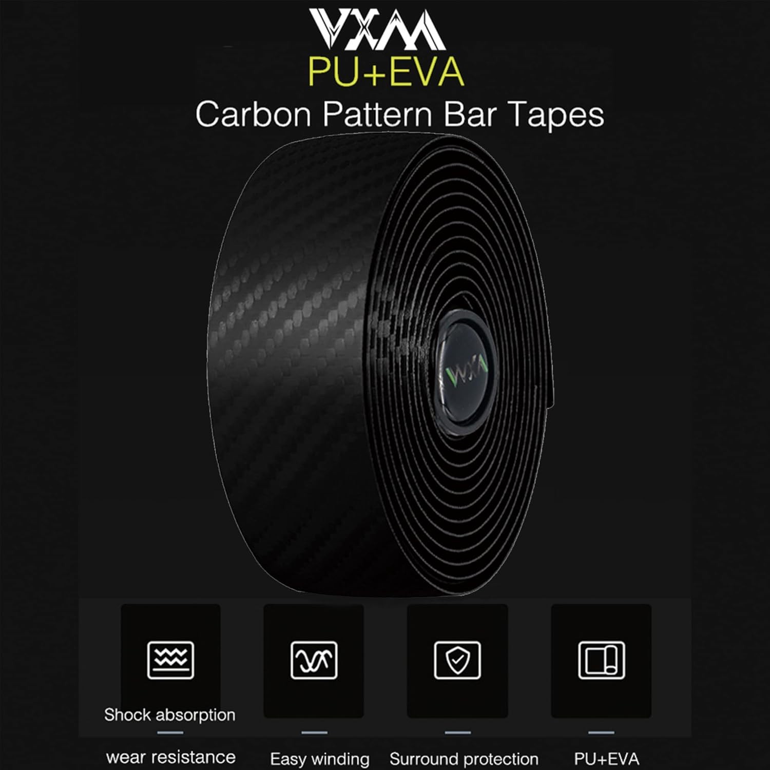 Bicycle Handlebar Tape, Carbon Fiber PU&EVA Road Bike Bar Tape Non-Slip Cycli…