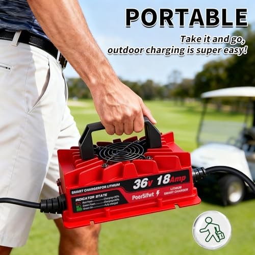 43.8V 18A Lithium Battery Charger, IP65 Waterproof, for 36V (38.4V) LiFePO4 Red