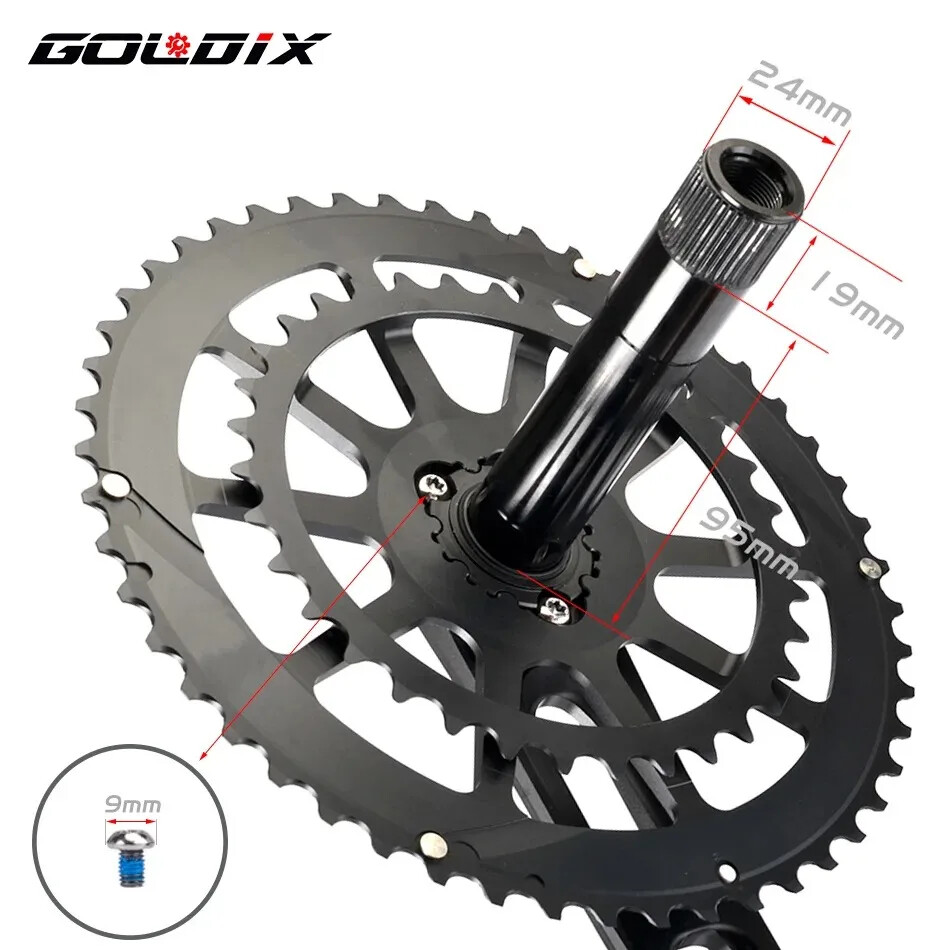 165mm/170mm Ultralight Road Bike Crank Bicycle Crankset Double Chainring 50-34T