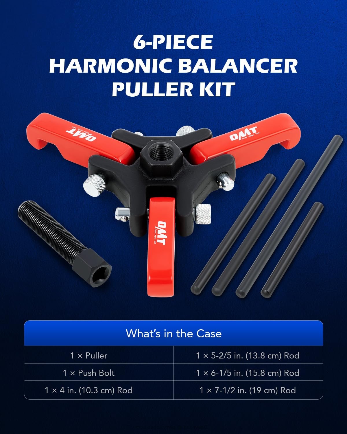 OMT Harmonic Balancer Puller Kit Red Adjustable Harmonic Dampener Removal Tool