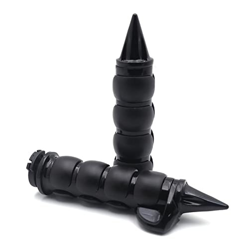 TRHB114E-25- Motorcycle Black 25mm 1″ Spike Handlebar Grips Throttle Boss
