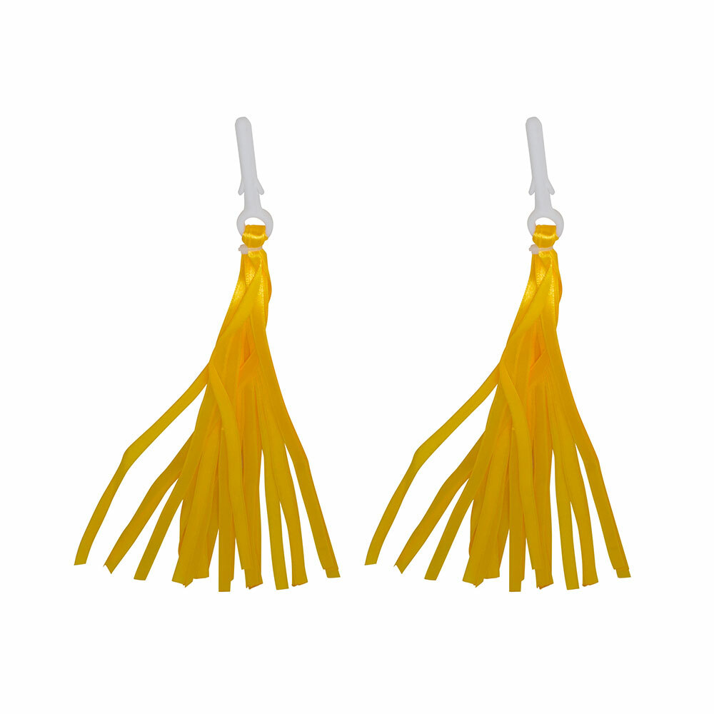 Bicycle Bike Ribbon Tassel Streamers Pom Pom for Cruisers Grips Yellow