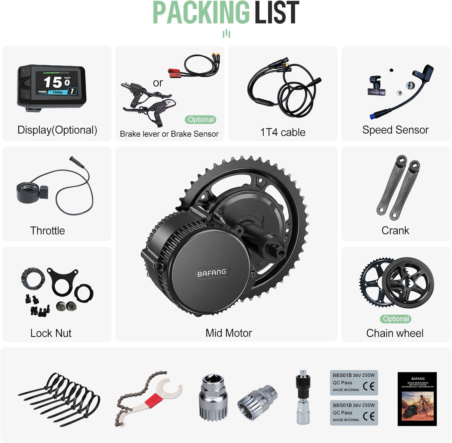 BAFANG CAN 48V Mid Drive Kits BBS02B 68-73mm Bike Conversion Kits