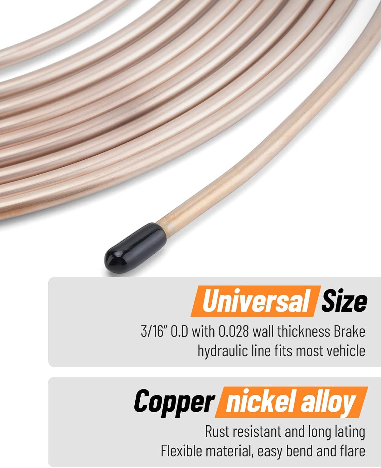 25 Ft 3/16″ Copper-Nickel Alloy Non-Magnetic Brake Line Kit (Includes 16 Fitting