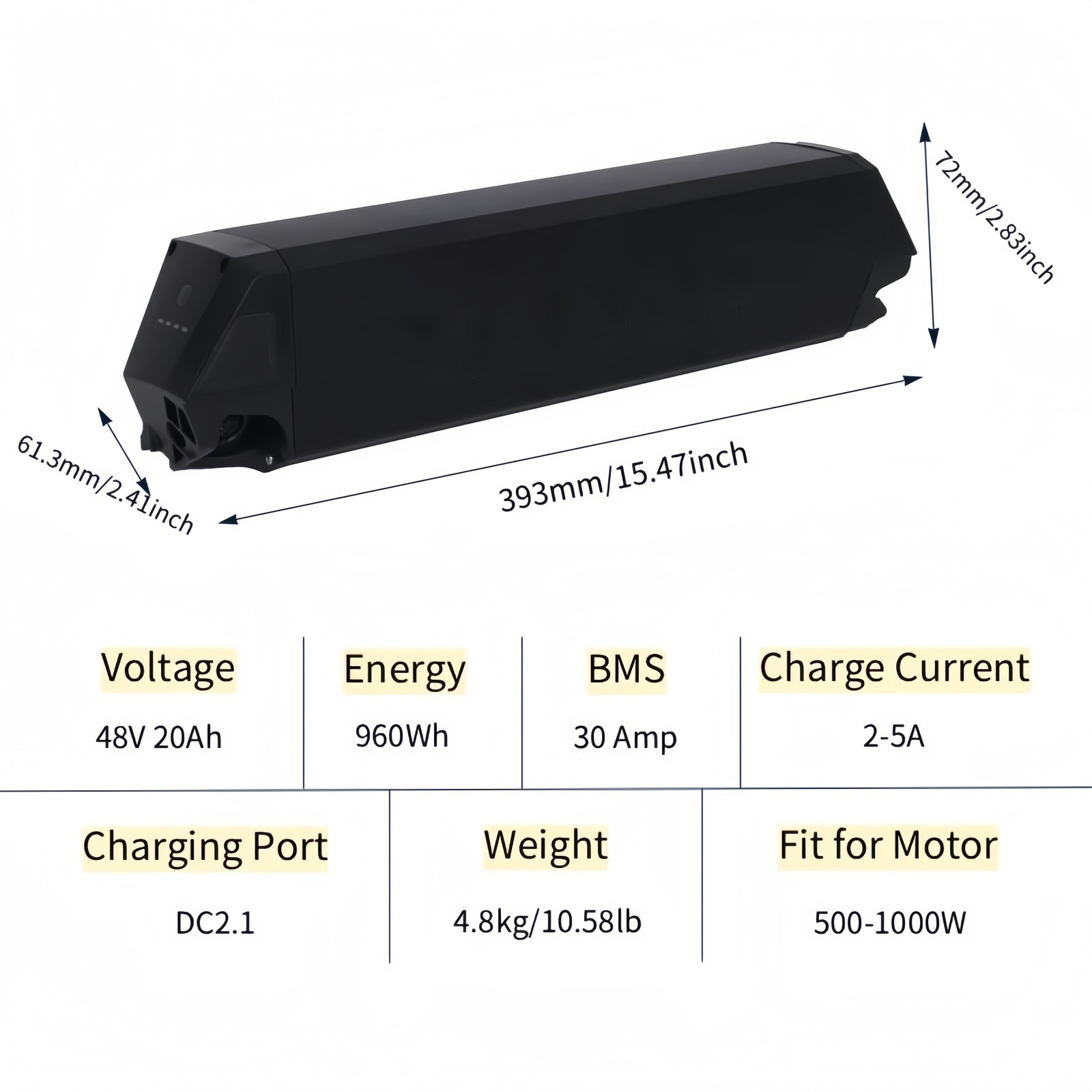 48v 20ah Replacement Battery Down Tube Battery Lithium Batteries With Char ger