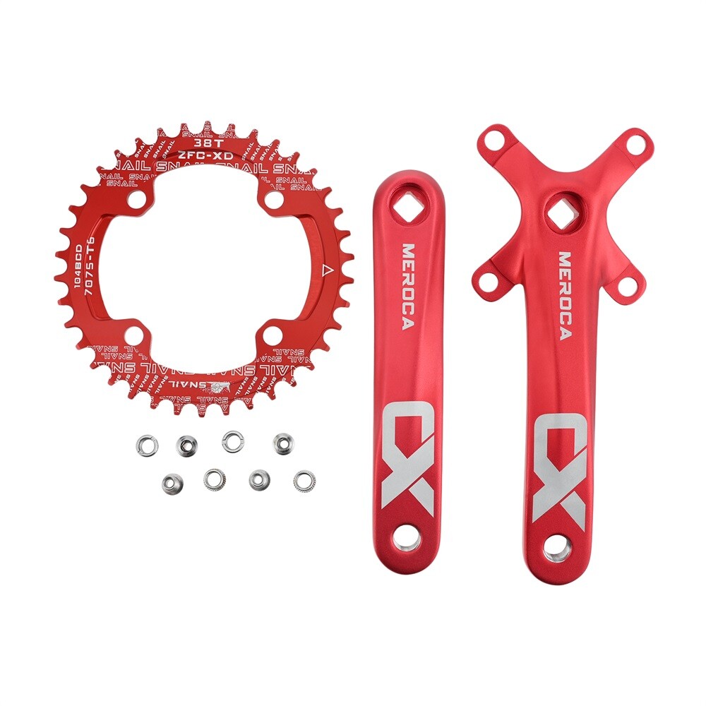 38T MTB Bicycle Crankset Bottom Bracket Aluminum Alloy 104BCD Chainring Red