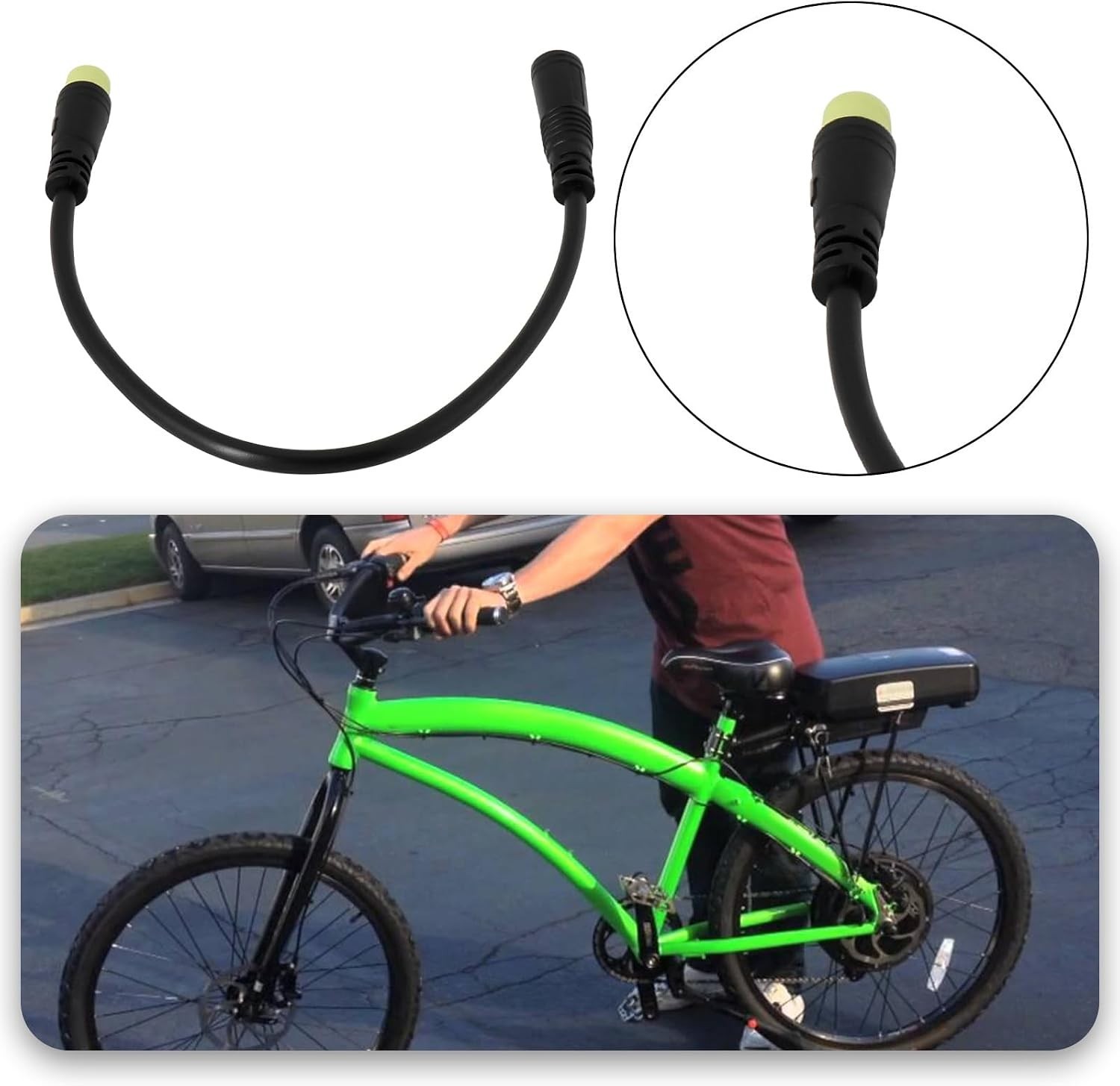Compact M8 Electric Bike Extension Cable: 16cm 3Pin to 2Pin Waterproof Plug
