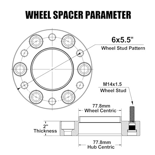 2 inch 6×5.5 Wheel Spacers for 2019-2026 Ram 2 inch for 2019-2026 ram 1500