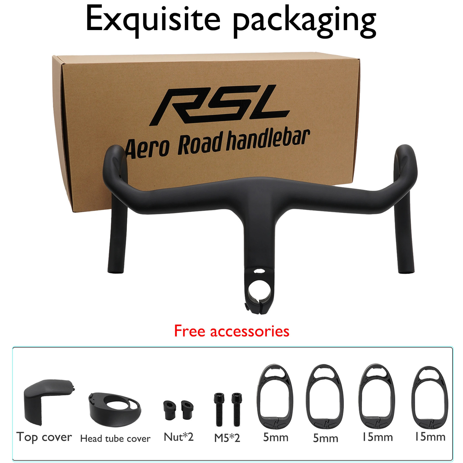 Full Carbon Fiber Road Bike Cockpit Drop Bar 380-440mm External Cable Routing