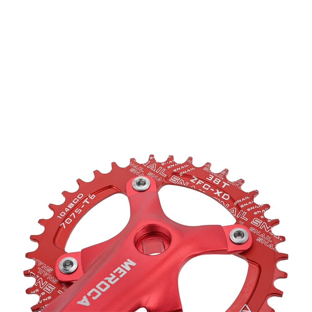 38T MTB Bicycle Crankset Bottom Bracket Aluminum Alloy 104BCD Chainring Red