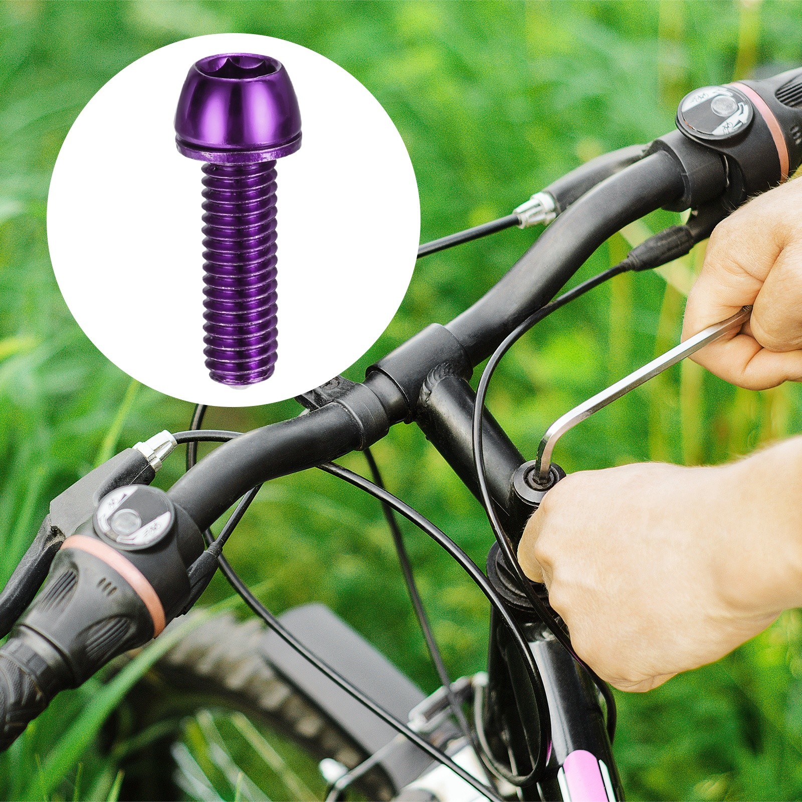 M6 x 20mm Bike Stem Bolts, 6pcs Tapered Bolts Screws for Bicycle Stem, Purple