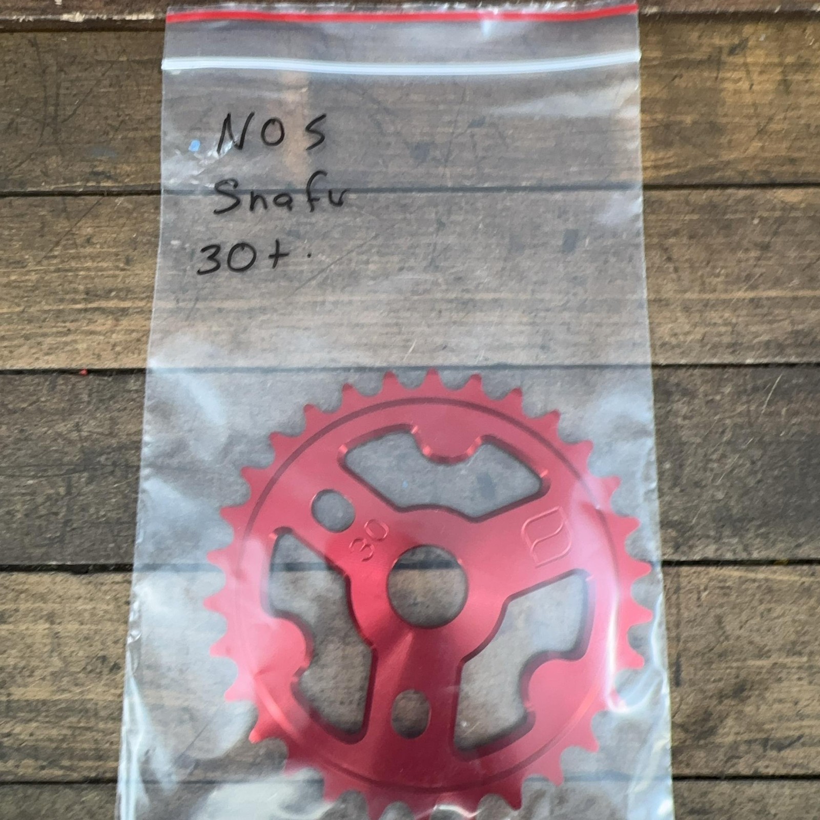 Snafu 30T BMX Sprocket Red Aluminum Chainring Freestyle BMX Bike 30 Tooth NOS