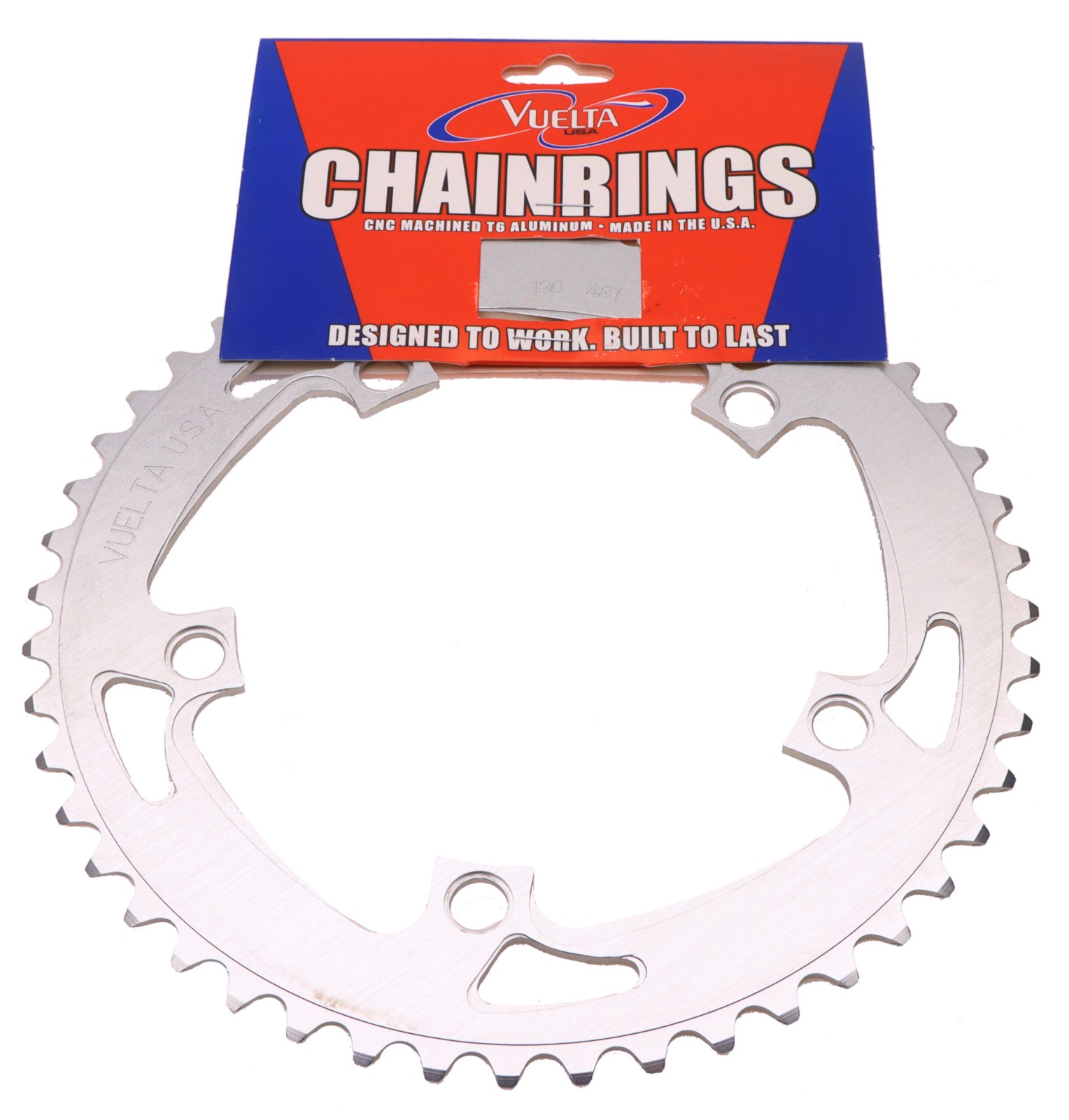 Vuelta Standard 48T 130 BCD T6 Alloy Silver 5 Bolt NOS Made in USA