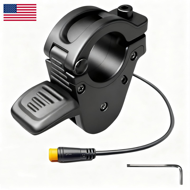 Swrxearn Ebike Thumb Throttle12V/24V/36V/48V/52V/60V/72V 3-Pin M8 Waterproof