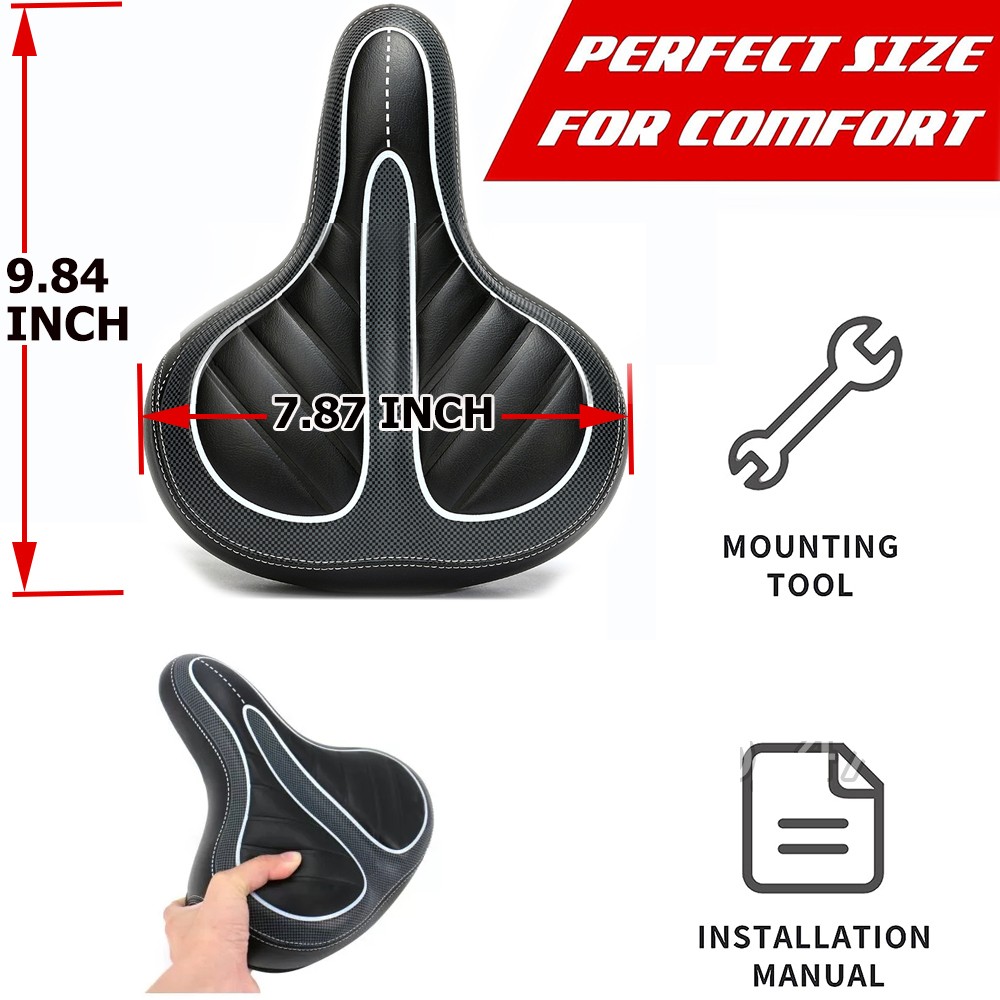 E-bike Bicycle Bike Saddle Seat Comfort Wide Big Bum Soft Gel Cushion Pad