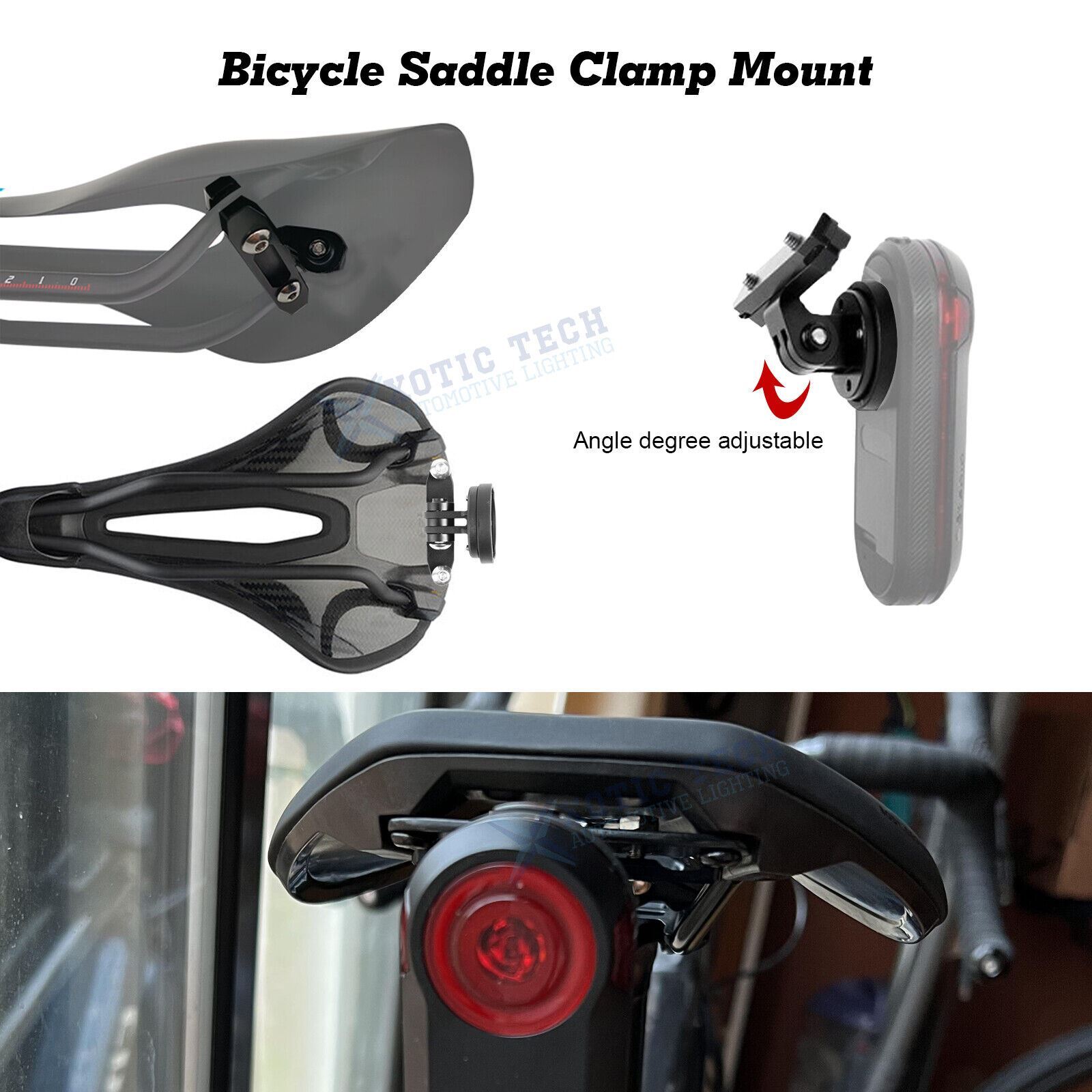 Saddle Clamp Mount for Gopro Garmin Varia RTL515 Radar, SWAT LYNX TREK STEALTH