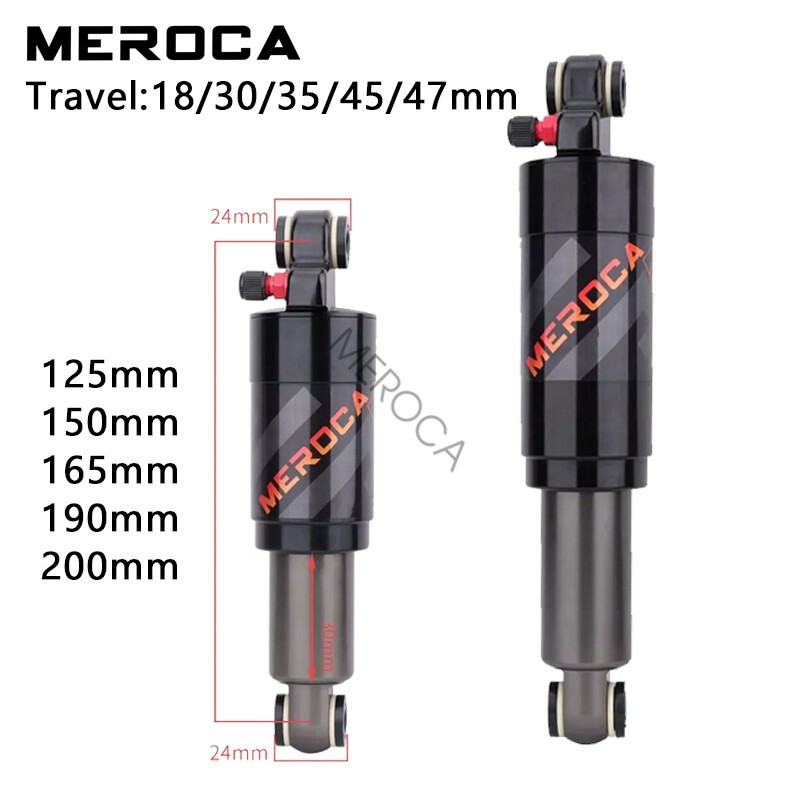 MEROCA Air Shock Suspension Mountain Bike Bicycle Rear Shock 125/200mm 18/47mm