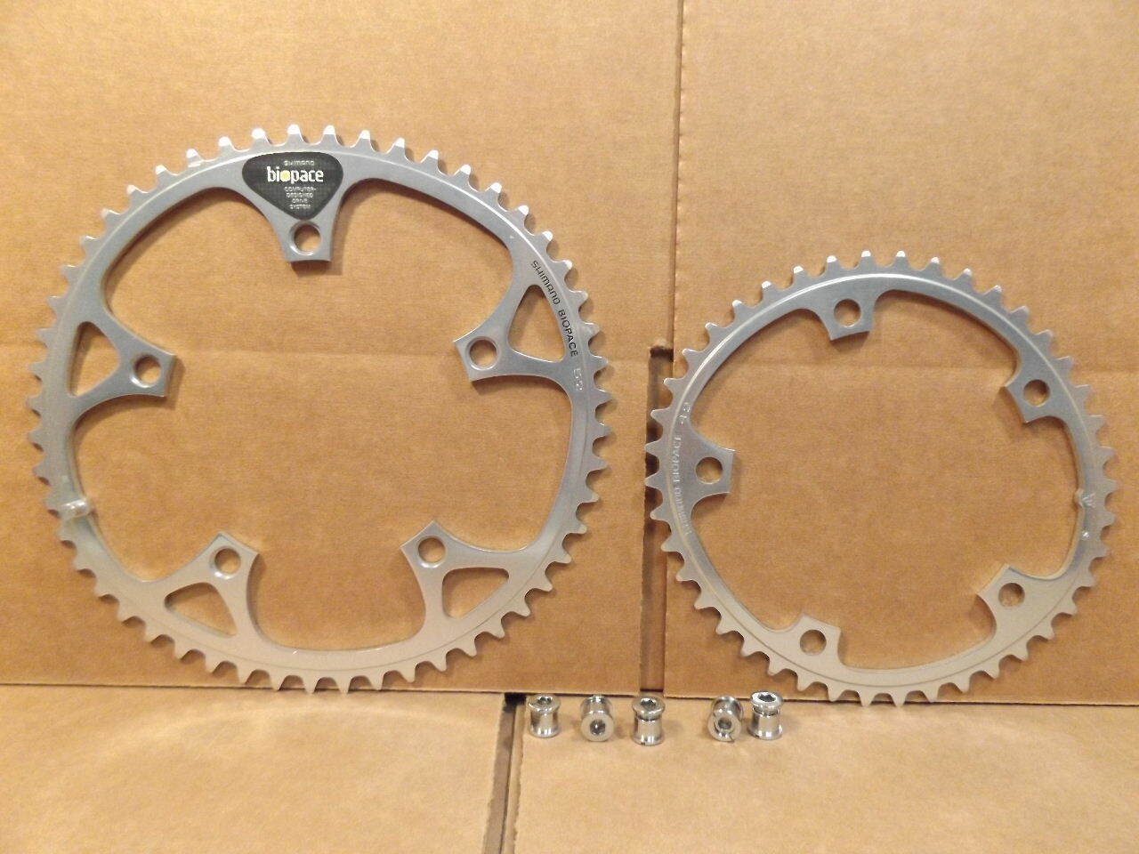 New-Old-Stock Shimano 600EX Biopace Chainrings…52×42 w/130mm BCD (Silver)